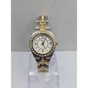 Relic Womens Queens Court ZR11775 Two Tone Crystal Watch 27mm Quartz New Battery